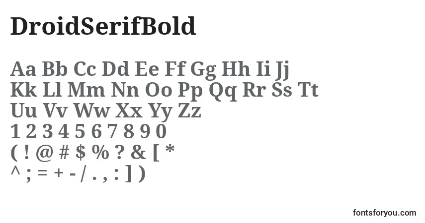 characters of droidserifbold font, letter of droidserifbold font, alphabet of  droidserifbold font