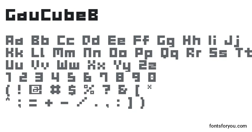A fonte GauCubeB – alfabeto, números, caracteres especiais