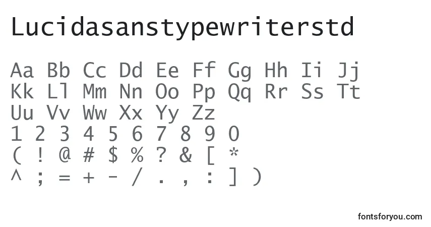 A fonte Lucidasanstypewriterstd – alfabeto, números, caracteres especiais