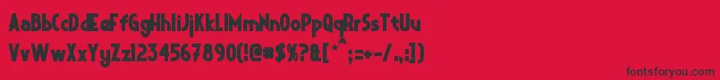 フォントCrystalDecoBold – 赤い背景に黒い文字