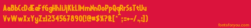 フォントCrystalDecoBold – 赤い背景にオレンジの文字