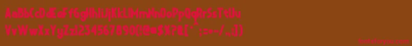 フォントCrystalDecoBold – 赤い文字が茶色の背景にあります。