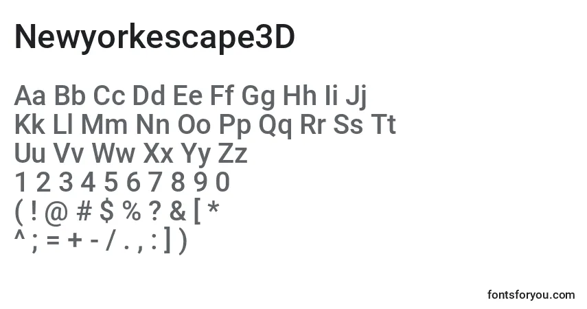 Шрифт Newyorkescape3D – алфавит, цифры, специальные символы