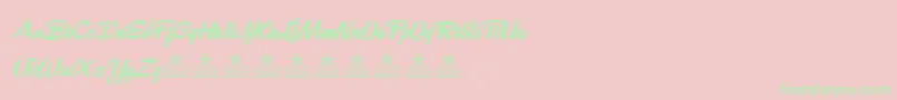 Fonte DeathBeforeChocolatePersonalUse – fontes verdes em um fundo rosa