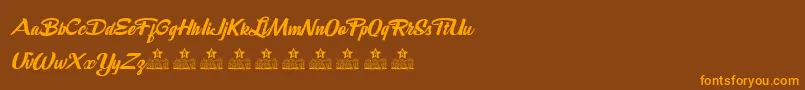 Fonte DeathBeforeChocolatePersonalUse – fontes laranjas em um fundo marrom