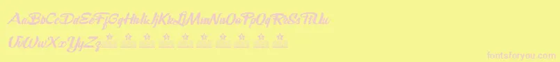 DeathBeforeChocolatePersonalUse-Schriftart – Rosa Schriften auf gelbem Hintergrund