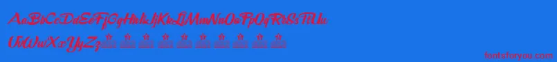 フォントDeathBeforeChocolatePersonalUse – 赤い文字の青い背景