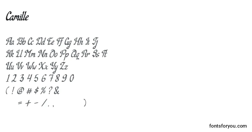 Schriftart Camille – Alphabet, Zahlen, spezielle Symbole