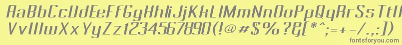 フォントPecotOblique – 黄色の背景に灰色の文字