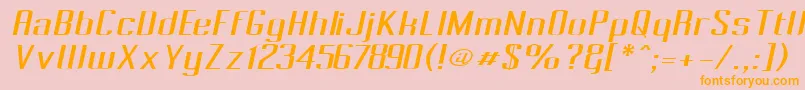 フォントPecotOblique – オレンジの文字がピンクの背景にあります。