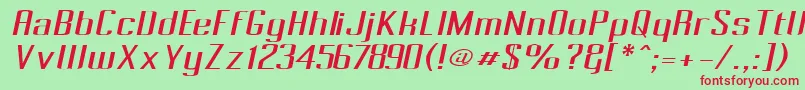 PecotOblique Font – Red Fonts on Green Background