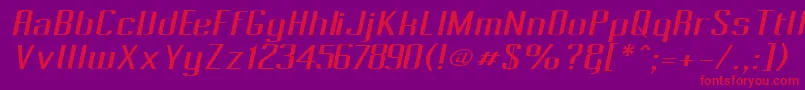 フォントPecotOblique – 紫の背景に赤い文字