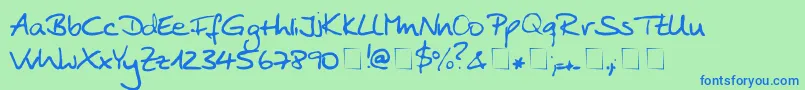 フォントAnkePrint – 青い文字は緑の背景です。