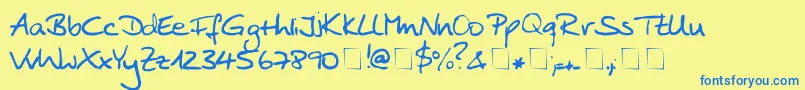 AnkePrint Font – Blue Fonts on Yellow Background