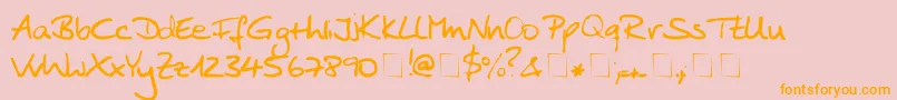 フォントAnkePrint – オレンジの文字がピンクの背景にあります。
