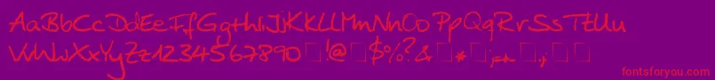 フォントAnkePrint – 紫の背景に赤い文字