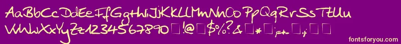 Fonte AnkePrint – fontes amarelas em um fundo roxo