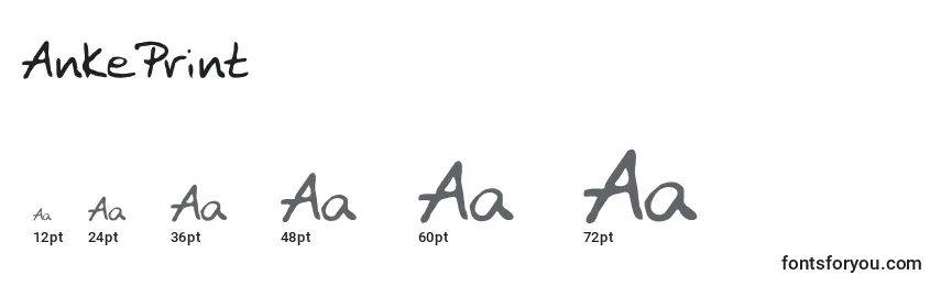 Размеры шрифта AnkePrint