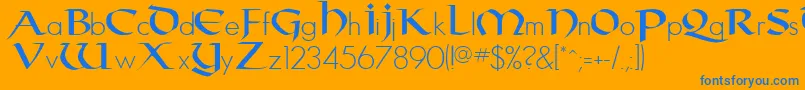 Taranis-fontti – siniset fontit oranssilla taustalla