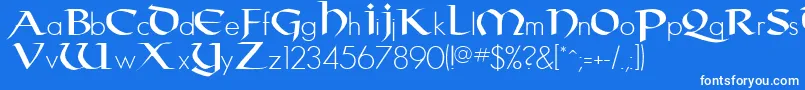 Taranis Font – White Fonts on Blue Background