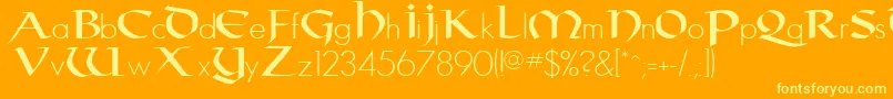 Czcionka Taranis – żółte czcionki na pomarańczowym tle