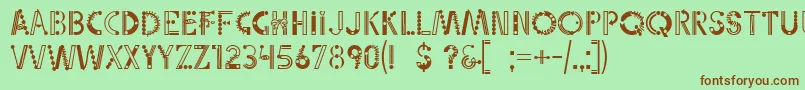 Linotypepartytime-Schriftart – Braune Schriften auf grünem Hintergrund