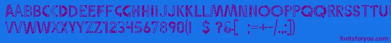Fonte Linotypepartytime – fontes roxas em um fundo azul