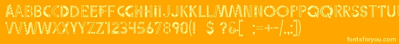 Linotypepartytime-fontti – keltaiset fontit oranssilla taustalla