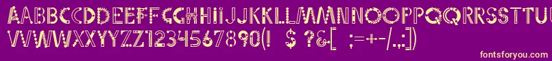 Linotypepartytime-fontti – keltaiset fontit violetilla taustalla