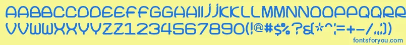 フォントJoke – 青い文字が黄色の背景にあります。