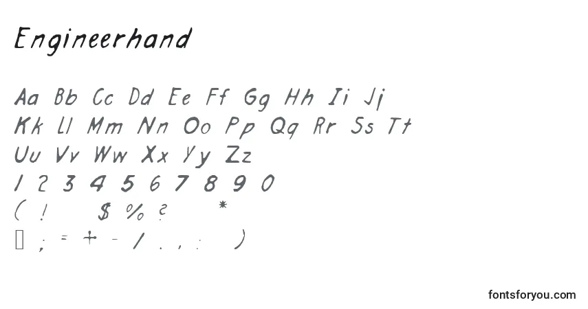 Fuente Engineerhand - alfabeto, números, caracteres especiales