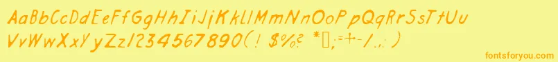 Engineerhand Font – Orange Fonts on Yellow Background