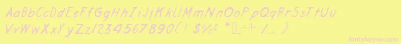 Engineerhand-Schriftart – Rosa Schriften auf gelbem Hintergrund