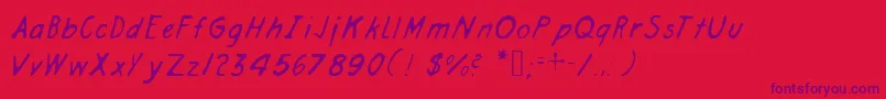 Engineerhand-Schriftart – Violette Schriften auf rotem Hintergrund