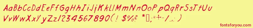 Engineerhand Font – Red Fonts on Yellow Background