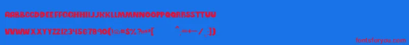 LazysummerRegular Font – Red Fonts on Blue Background