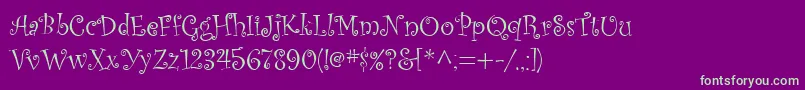 Kuritza Font – Green Fonts on Purple Background