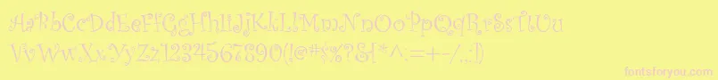 Kuritza-fontti – vaaleanpunaiset fontit keltaisella taustalla
