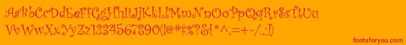 フォントKuritza – オレンジの背景に赤い文字