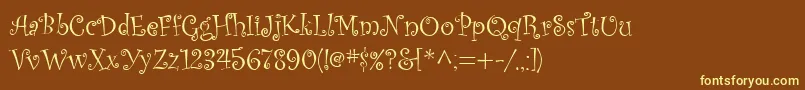 Kuritza-fontti – keltaiset fontit ruskealla taustalla
