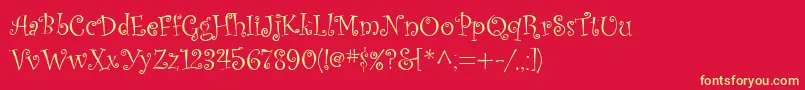 Kuritza Font – Yellow Fonts on Red Background