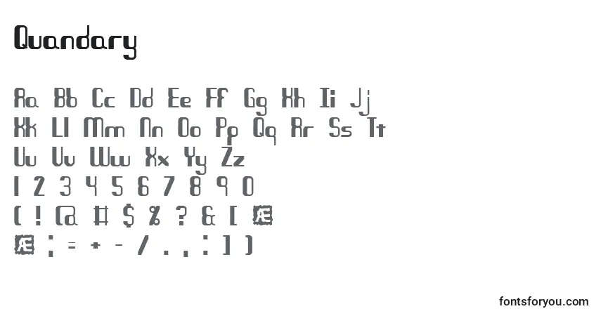 A fonte Quandary – alfabeto, números, caracteres especiais