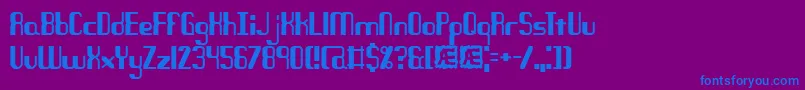 フォントQuandary – 紫色の背景に青い文字