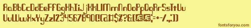 Quandaryフォントについての詳細 フォントQuandary – 茶色の文字が黄色の背景にあります。