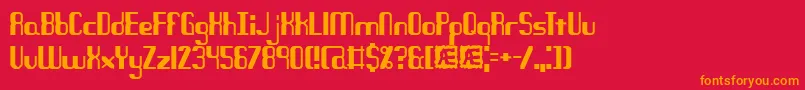フォントQuandary – 赤い背景にオレンジの文字