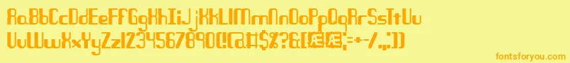 Quandaryフォントについての詳細 フォントQuandary – オレンジの文字が黄色の背景にあります。