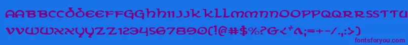Czcionka Eringobraghe – fioletowe czcionki na niebieskim tle