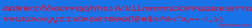 Eringobraghe-Schriftart – Rote Schriften auf blauem Hintergrund