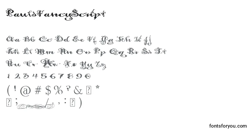 Schriftart PaulsFancyScript – Alphabet, Zahlen, spezielle Symbole