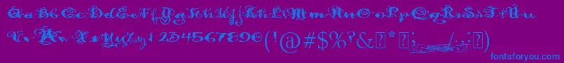 PaulsFancyScript Font – Blue Fonts on Purple Background